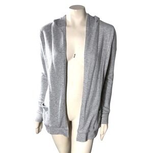 Miss Me Women's M Gray‎ Hooded Open Front Cardigan Pockets Lounge Athleisure